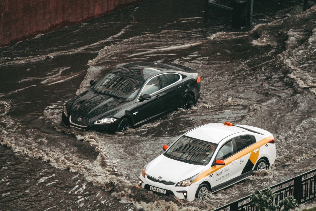 Car affected by flood damage in Little Rock, Arkansas